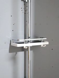 [OKLIFE. SG]Rectangle Showerhead Holder/Bathroom Organizer/Adjustable No Drilling Shower Pole Shelves Storage Rack