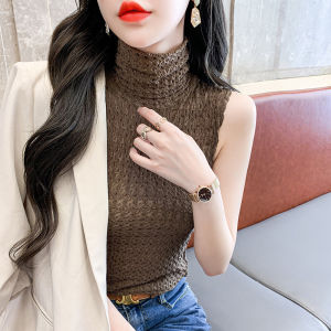 Áo Sơ Mi Ren Cổ Cao Thanh Lịch Cho Nữ Mùa Thu Đông Mới Về Áo Lưới Lót Ren Thời Trang Cổ Tay Ngắn Thường Ngày