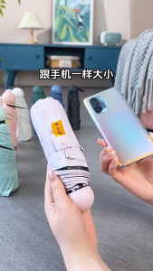 Mini Umbrella Pocket Capsule Sun and Rain Umbrella Compact and Portable Printed Logo Sun Shade Sun Protection and UV Protection for Women Kids Travel Steel