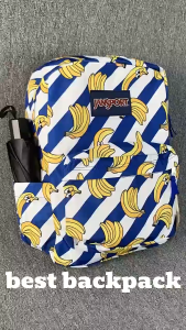 PROMO REDY STOK!!! Ransel Laptop Wanita Jansport Motif Buah - Bahan Fabric Tahan Air Warna Biru untuk Sekolah dan Travel