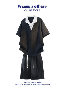 Casual Style Fake Two-Piece Collar Loose Summer Set