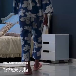 Wireless Charging Cabinet Smart Bedside Table 3 Colors LED Light Night Stand