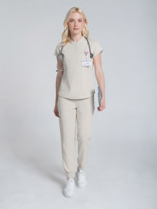 KUNGFU SCRUBS Nursing Set Beauty Salon Uniform Women’s Fitted T-shirt & Pants 2pcs Set Soft and Breathable Healthcare Workwear