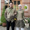 Couple Tunik Anggrek Blue Katun Seragam Batik Tunik Wanita Kerja Kantoran Jumbo Lengan Panjang. 