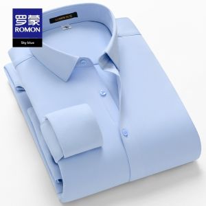Lorom Mens Business Casual Long Sleeve Fleece Lined Shirt Standard Fit Polyester Blend Winter Wear Youth Fashion Classic Collar