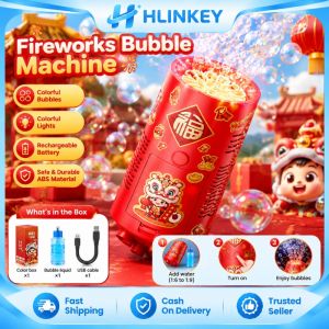 Hlinkey Có Thể Sạc Lại Pháo Hoa máy thổi bong bóng xà phòng USB điện tự động máy thổi bong bóng Với đèn LED Âm Nhạc tuổi thọ pin dài Cho Trẻ Em tiệc cưới Quà Tặng Đồ Chơi