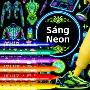 6 Bộ Dạ Quang Phát Sáng Ban Đêm Đầy Màu Sắc Màu Neon Để Tối Bóng Tạp Chí Nghệ Thuật Tạo Ghi Chú-Bộ Bút Đánh Dấu Không Thể Mài Mòn