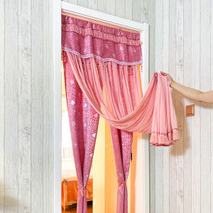 ผ้าคลุมประตูแบบมีลวดลายลูกไม้ระดับไฮเอนด์สำหรับห้องนอน บ้าน ฤดูใบไม้ร่วงและฤดูหนาว ผ้าคลุมประตูแบบแยกชิ้น ป้องกันแมลง ไม่ต้องเจาะรู