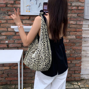 HURIDOM Original Leopard Print Canvas Shoulder Bag Casual Womens Tote Bag Soft Polyester Lining Washable Youth Fashion
