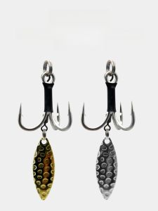 Gold And Silver Sparkling Three Hook Baitfish Iron Plate for Sea Fishing Lure Attracting Hooks Boat Hooks Three Anchor Hooks