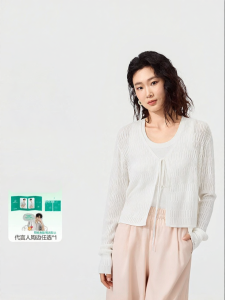 Purcotton | New White Elegant Style Short Tied V-neck Coat