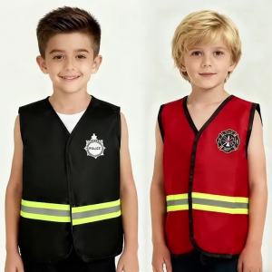 Two types of professional role-playing costumes firefighters traffic police role-playing vests childrens play props