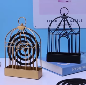 Creative retro metal mosquito coil holder Birdcage shape hangable ash tray