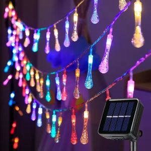 1PC LED Solar Water Drop String LightsOutdoor Waterproof Fairy LightsDecoration Lamp For GardenLawnCourtyardBalcony&Wedding