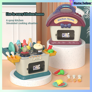 Kitchen Toy Set Boys and Girls Simulated Cooking Utensils and Tableware With Sound and Water
