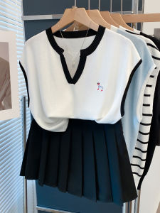 JIANDIYA | Áo Thun Knit cổ V thêu