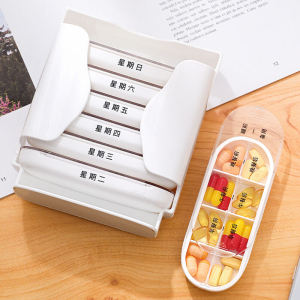 Pill Box Seven Days a Week Portable Morning Noon Night Reminder Box Meal before Taking Medicine before Meal after Meal Pill Box 7 Days