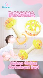 Dovana Mainan Gigitan Kerincingan Bola Bayi Soft Baby Rattle Teether Stick Toys Silikon BPA Free