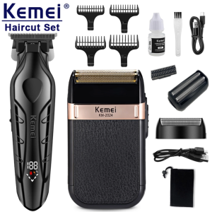 Kemei KM-2269/2024 Electric Black Hair Clipper Set Professional Razor For Haircut Original Kit Rechargeable Hair Trimmer