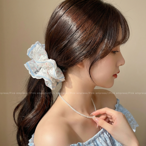 PINK EMPRESS | Soft Bubble Cloth Pink Floral Big Bow Hair Band