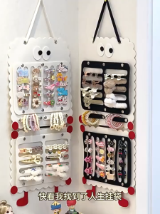 *Ready Stock*Stylish Hair Accessory Storage Bag Large Capacity Earring Organizer Hanging Bag No-Drill Jewelry Organizer