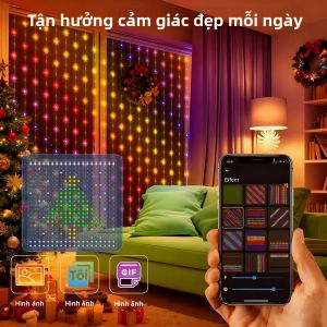 Đèn Rèm LED 400 Bóng Đổi Màu RGB Chống Nước IP65 Tự Lắp Đặt Đèn Trang Trí Thông Minh LED Cho Ngày Lễ Có Chức Năng Điều Chỉnh Độ Sáng