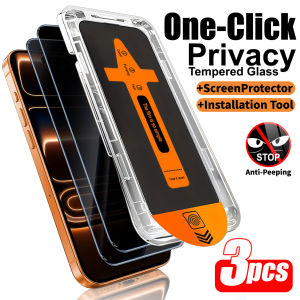 3 Pcs Privacy Tempered Glass Screen Protector Compatible with 17 16 15 14 13Pro MaxAuto Dust-EliminationOne-Click Installation