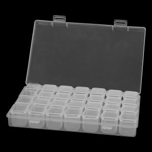 Diamond Painting Embroidery Box with 28 Mini Grids Clear Accessories Storage Containers Adjustable Bead Case for DIY Art Craft