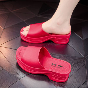Platform Slippers Womens Summer Outwear High Heel Fashion Home Bathroom Non Slip For Home Platform Shoes Height Increasing Wedge Slippers