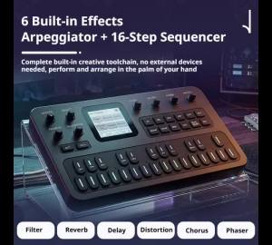 M-VAVE FM-1 Portable FM Synthesizer Effect Pedal 6 Operator 32 Algorithm 128 Presets Built in Speaker Bluetooth MIDI 12h Battery