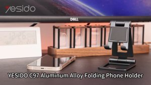 YESIDO C97 STANDARD Double-Shaft Durable Aluminum Alloy 8-Inch Tablet-Mobile Phone 360 Angle Adjustable Desk Mobile Phone Desktop Stand Tablet Flexible Cell Phone Stand Holder Durable Foldable Collapsible Premium Yesido Model C97