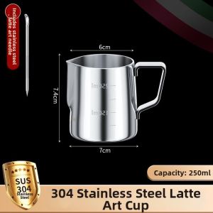 Stainless Steel Food Grade Milk Frothing Pitcher with Scale and Spout 316 Stainless