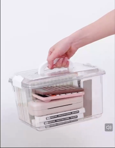 Classy Luxe Multipurpose Transparent Storage Box wtih Cover Office Toys Clothes Book Stackable Organizer Box