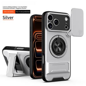 Magnetic Kickstand Armor Shockproof Phone Case for iPhone 17 Pro Max Air 16 15 14 13 12Pro MagSafe Slide Camera Protection Cover