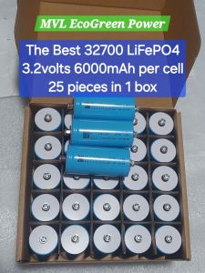 The Best 32700 LiFePO4 100% Brand new battery1 Box 25 pieces 6000mAh each 3.2volts nominal each with free screw and nut B2 type