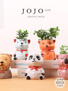 Creative Ceramic Animal Flower Pots Simple Old Tree Stump Style Home Decorative Vases Chinese Retro Aesthetic Flower Planters