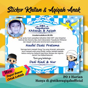 Stiker Khitanan & Aqiqah Anak (8X12CM Isi 50 lembar) Request Foto