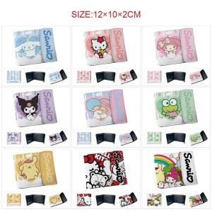 New Sanrio Anime Peripheral Full Color Hidden Hook PU Leather Short Wallet Clow M Kaiti Cat Angel Merlot