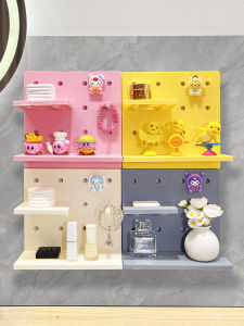 Cute Cartoon Wall Mounted Storage Rack Student Dormitory Multi-Function Wall Space Organizer No Drilling Required Display Shelf