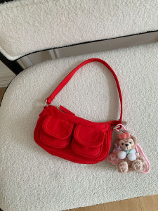 South Korea Ins New Arrival Niche Design Multi-Pocket Nylon Shoulder Underarm Bag Commuters All-Matching Shoulder Handbag