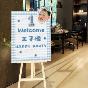 Hand-Painted Korean Style Baby Head Portrait Welcome Sign Birthday Decoration Simple Dopaamine KT Board Atmosphere Photo Props