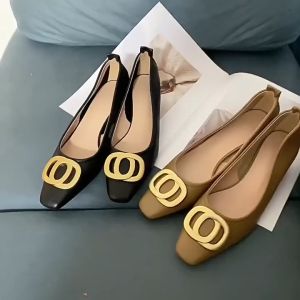 Genuine Leather French Square Toe High Heels: Professional Office Shoes for Women