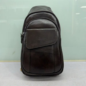 Genuine Leather Mens Chest Bag Vintage High-End Top Layer Oil Wax Cowhide Fashion Simple Versatile Vertical Chest Bag