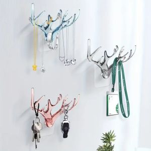 Simple Minority Deer Horns Hanger Wall Decoration Coat Rack Women Jewelry Holder Key Holder Wall Hanging Necklace Storage Rack