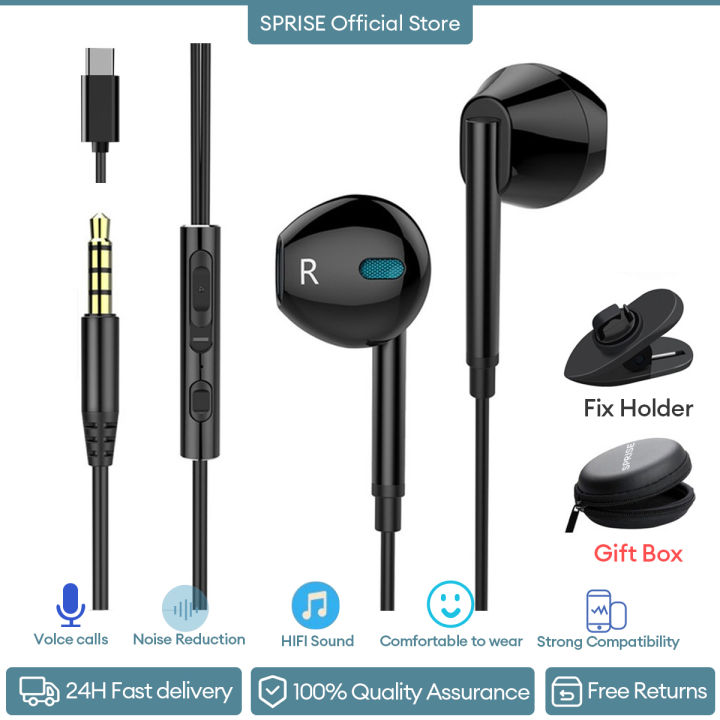 SPRISE Noise Cancelling Wired Earphone With Mic Original Stereo