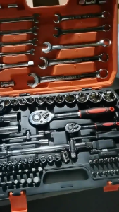 REAIM Tool Kit set 82/187/216PCS Tool Kit Set Serbaguna Full dengan berbagai ukuran Praktis dan Mudah reparasi mobil dan sepeda motor alat kunci pas kunci shock set