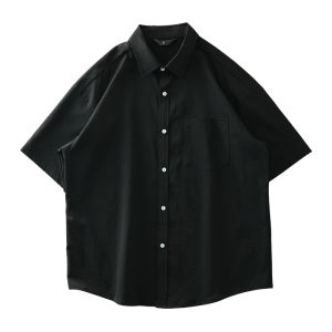 [Cool Feeling Ice Silk] Pure Color Shirt Short Sleeve Mens Summer 2024 New Arrival Youth White Shirt Turn-down Collar Coat Men