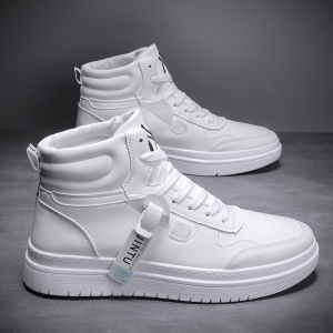 Mens Shoes Fall 2023 New Arrival Trendy Mens Versatile High-Top Sports Casual Borad Shoes Easy Wear Tide Shoes Mid-Cut White Shoes