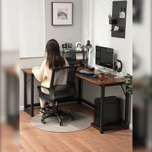 QUANU L Shape Table Desk Office Computer Desk Workstation Study Writing Table Home Modern Design Gaming Table L shaped meja komputer belajar pejabat 办公桌