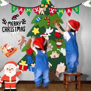 DIY Felt Christmas Tree with Ornaments Wall Hanging lighting Christmas tree Xmas Decoration